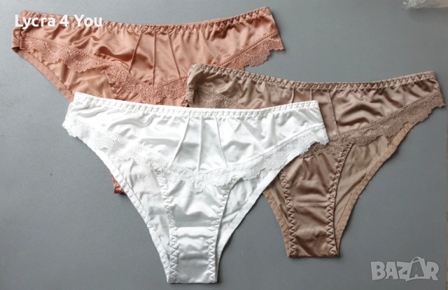 M дамски комплект от 5 цвята сатенени бикини, снимка 4 - Бельо - 50368116