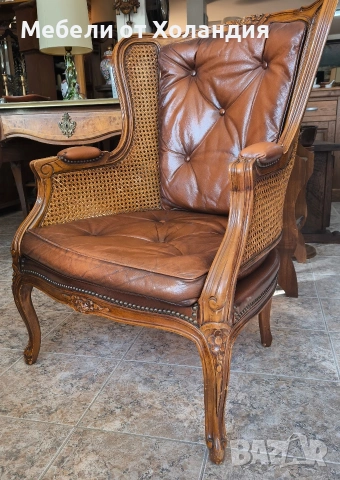 Кресло Луи с естествена кожа, снимка 6 - Дивани и мека мебел - 53381601