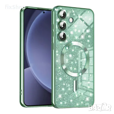 Калъф fixGuard - Luxury Glitter MagSafe - Samsung Galaxy S25 - Light Green, снимка 1 - Калъфи, кейсове - 48609603