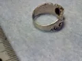 СТАРИНЕН АР НУВО ФЛОРАЛЕН СКЪПОЦЕНЕН СРЕБЪРЕН ПРЪСТЕН СРЕБРО ВИСОКА ПРОБА с ШЛИФОВАН ЛАЗУРИТ 25290, снимка 11