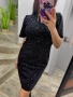 Рокля с пайети черна, снимка 2