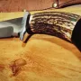 Ловен масивен нож с дръжка от еленов рог. Нов!, снимка 1