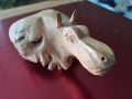 Дървена фигурка хипопотам ръчна изработка, снимка 1