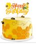 Пчела пчелна медена пита Happy Birthday картонен топер украса декор торта парти рожден ден, снимка 1 - Други - 45996841