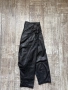 Черен с етикета модерен  кожен висока талия естествена кожа панталон тип потур потури , снимка 2