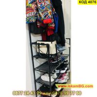 Закачалка за дрехи с рафтове за обувки, Портманто в черен цвят 80x171x25cm - КОД 4076, снимка 14 - Портманта - 45495358