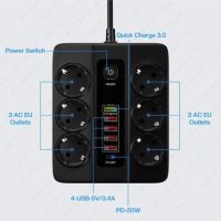 ❌ РАЗКЛОНИТЕЛ С 6 ГНЕЗДА 3.4А 4 USB ПОРТА И 1 TYPE-C 3000W, снимка 2 - Други - 45335068