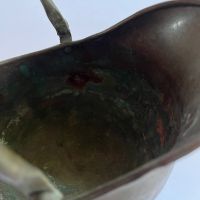 Винтидж съд с керамична дръжка ( метал месинг бронз мед), снимка 3 - Антикварни и старинни предмети - 45285185