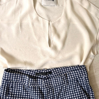 Елегантен панталон в ситно каре Zara & страхотен копринен топ Dante 6 , снимка 6 - Панталони - 45046559
