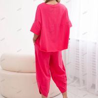 Дамски памучен комплект блуза + панталон, 3цвята , снимка 4 - Комплекти - 45657061
