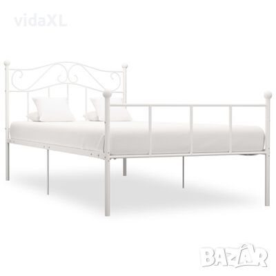 vidaXL Рамка за легло, бяла, метал, 100x200 cм（SKU:324992, снимка 1