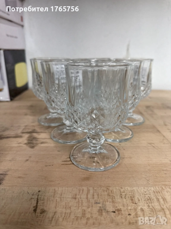 Комплект от 6 бр. чаши за вино със столчета за елегантно сервиране, снимка 1