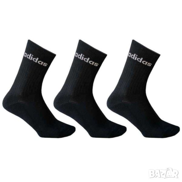 Дамски дълги спортни чорапи Adidas, 3 чифта, Черни, 37-45, снимка 1