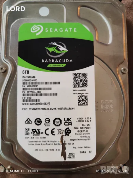 Хард диск 6TB SEAGATE, снимка 1