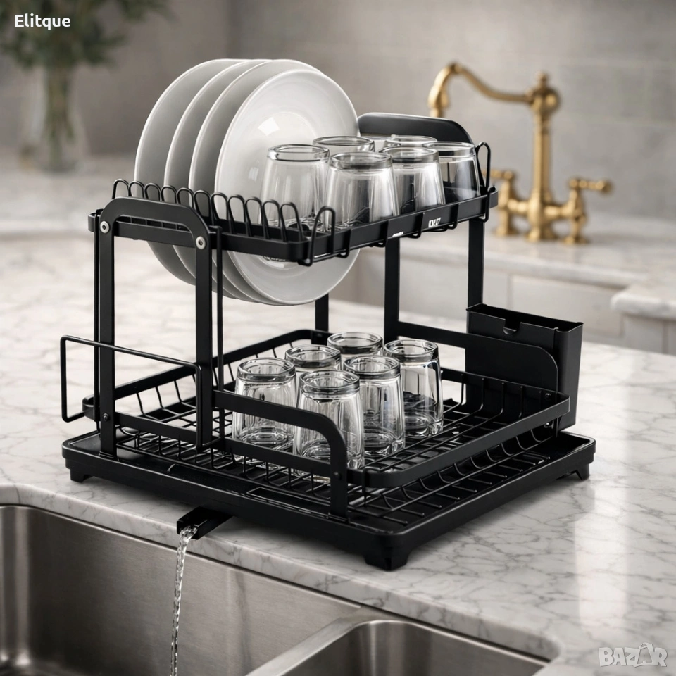 Сушилник за съдове с оттичане на водата, XXL, снимка 1
