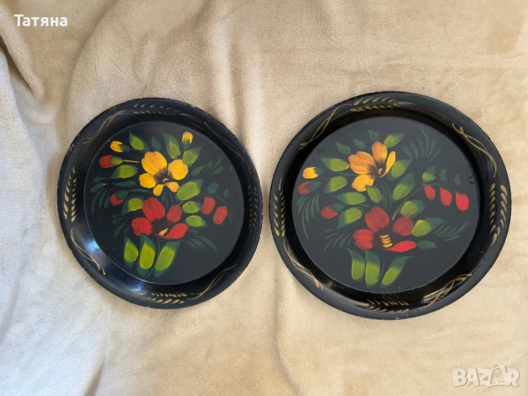 Подноси, табли ръчно рисувани руски, винтидж, снимка 1