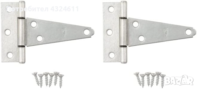 Панити за врати, N129-346 V286 Комплект от 2 броя T-образни, усилени, поцинковани, снимка 1