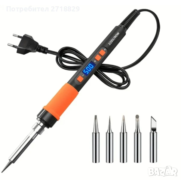Поялник - LCD цифров дисплей 90 W  с регулируема температура 180-500 гр.и пет накрайника , снимка 1