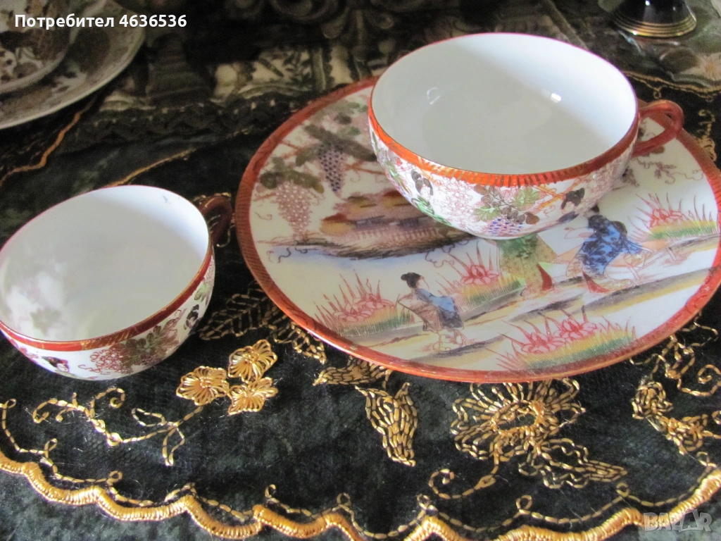 Японски К-т Чашка за чай и кафе, костен порцелан , маркирани, снимка 1