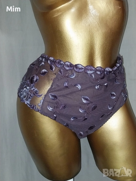 Elegance 50/52 Тъмно лилава бикина с бродерия , снимка 1