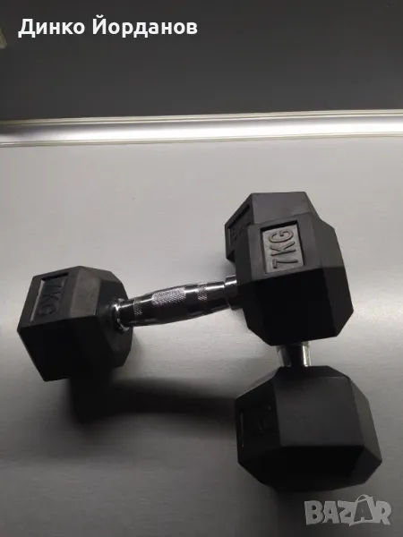 Гумирани дъмбели 7 кг нови, снимка 1