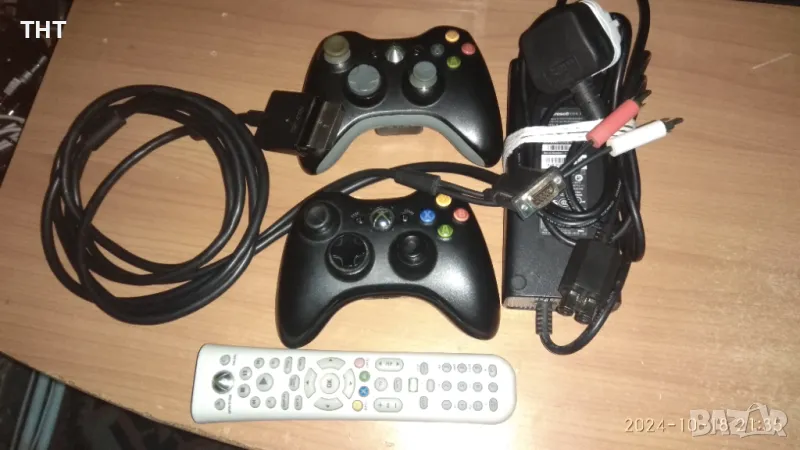 XBOX-360 Slim захранване,2 джойстика,HD-VGA кабел+дистанционно+4 игри., снимка 1