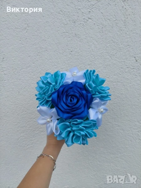 Вечни сатенени цветя в грънци, снимка 1