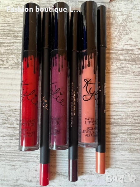 Нови матови комплекти червило + молив на марката KYLIE цветовете са червен , телесен и тъмно лилав ❤, снимка 1