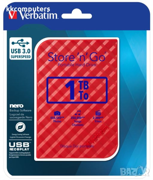 Външен Твърд диск 1TB Verbatim Store 'N' Go - 53203, снимка 1