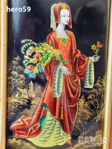 Прекрасна емайлова картина на Лимож (Limoge) перлен емайл, снимка 8 - Картини - 45794021