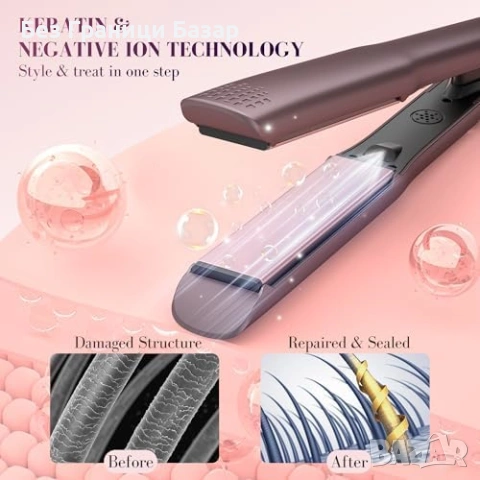 Нова Йонна преса за коса с плаващи плочи жени прическа изправяне къдри, снимка 4 - Преси за коса - 53842901