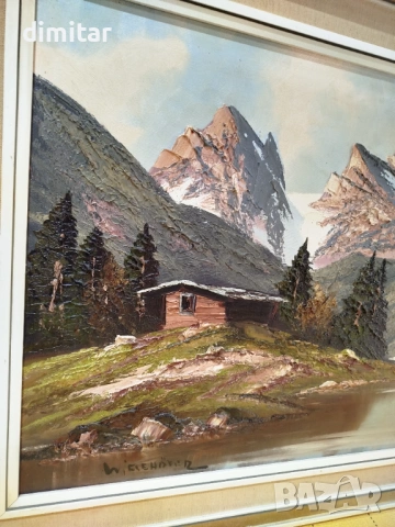 Планински пейзаж картина масло върху платно , снимка 3 - Картини - 53874215