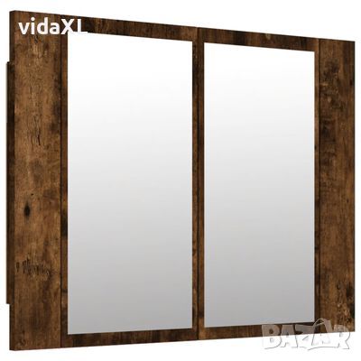 vidaXL LED огледален шкаф, опушен дъб, 60x12x45 см, инженерно дърво(SKU:822841, снимка 1 - Огледала - 46144410