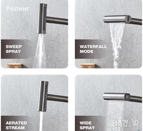 Смесител за плот с изтеглящ душ №140420, снимка 3 - Смесители - 28338499