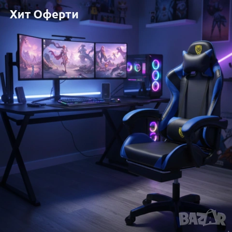 copy of Геймърски стол с регулируема височина, лумбална възглавница и метална основа