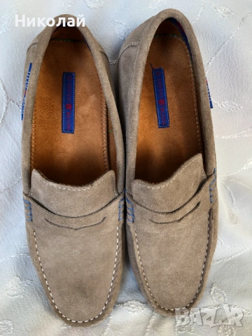 Мъжки мокасини Titto Bluni, естествен велур, размер 43, много леки, италиански, бежови, чисто нови, снимка 7 - Мокасини - 53849061