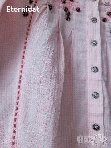 Розова блуза памучна материя с бродерии , снимка 2 - Тениски - 45520543