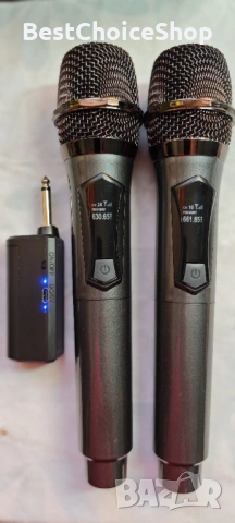 2бр. Безжични микрофони UHF с приемник презареждащи се, снимка 4 - Микрофони - 53809201