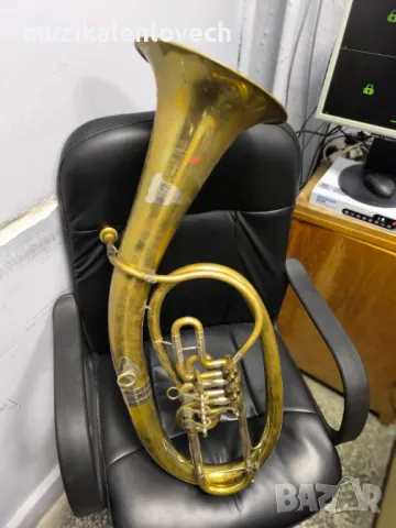 Weltklang Bb Tenor Horn(3RV) - Тенор Валдхорна Баритон с мундщук /made In Germany - DDR/, снимка 3 - Духови инструменти - 44637667