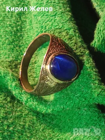 Старинен РЪЧНО ОРНАМЕНТИРАН СРЕБЪРЕН ПРЪСТЕН ОКСИДИРАНО СРЕБРО ВИСОКА ПРОБА сСИНЬО КОТЕШКО ОКО 49954, снимка 15 - Антикварни и старинни предмети - 49294606