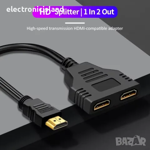 Сплитер кабел HDMI HD за преобразуване 1 мъжки към двоен 2посочен женски 1080P кабел за PC PS TV Box, снимка 4 - Кабели и адаптери - 44783156