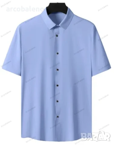 Мъжка риза с къс ръкав от лек леден копринен материал, 5цвята , снимка 11 - Ризи - 50473101