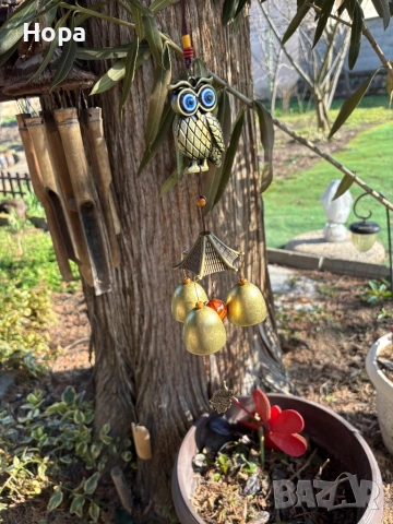 Вятърен звънец от метал Бухал , снимка 3 - Декорация за дома - 35950769
