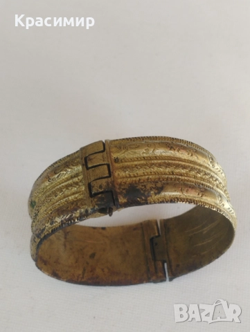 Стара месингова гривна . Доставка с еконт, снимка 2 - Антикварни и старинни предмети - 52955843