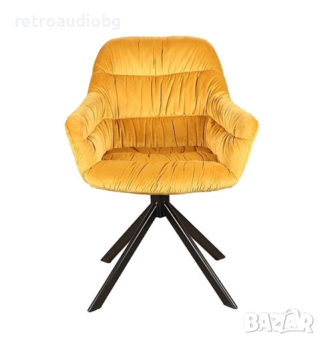   Кадифен стол Астория в жълто въртящ се на 180 градуса, снимка 2 - Столове - 52800650