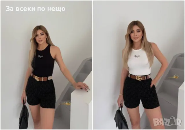 Gucci Дамски Летен Комплект 👚🩳Дамски Къс Екип Гучи - 2 Налични Цвята Код E12