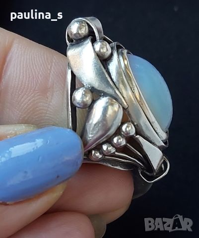Антика / Сребърен пръстен с Лунен камък проба 925 , снимка 7 - Пръстени - 45261556