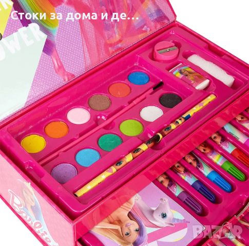 ✨Детски рисувателен комплект в триетажно куфарче  Barbie , снимка 4 - Рисуване и оцветяване - 45853313