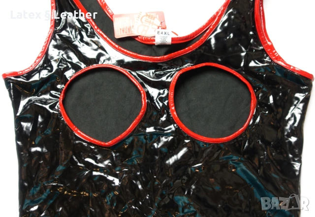 L/XL ново с етикет черно лачено боди с отвори на бюста и отварящо се дъно, снимка 5 - Бельо - 54296932
