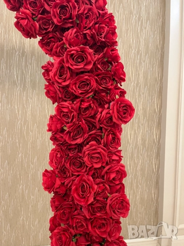 Бяла метална арка с изкуствени рози за сватба и друга декорация, снимка 3 - Други - 52571979